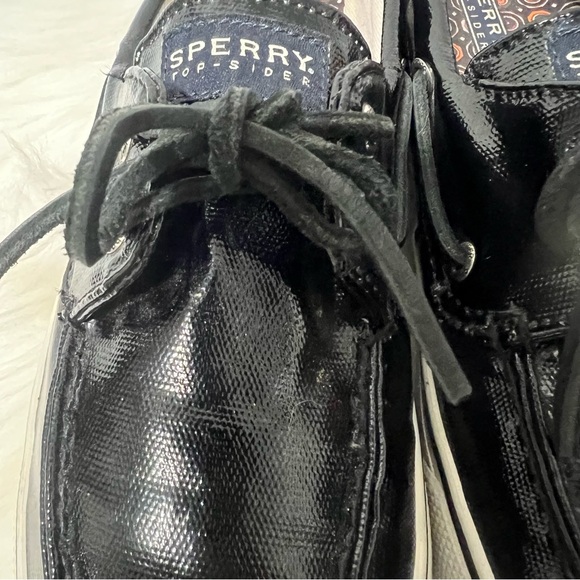 Sperry Top Siders Black Patent Glossy Boat Shoes Coastal Nautical Size 10 - Picture 12 of 13